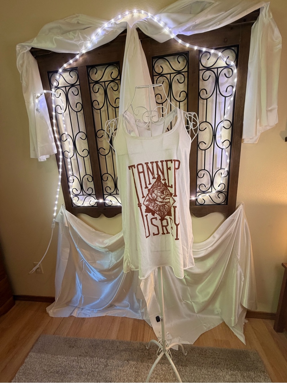 Bella Canvas White Tank Top with Brown Graphic "Tanner Usrey “
